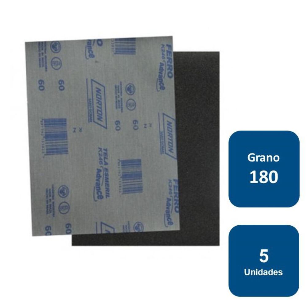 Lija Tela Para Metal Grano 180 5un. Norton image number 0.0